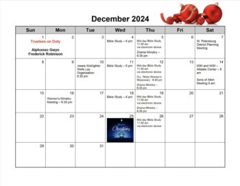 Church Calendar - December 2024